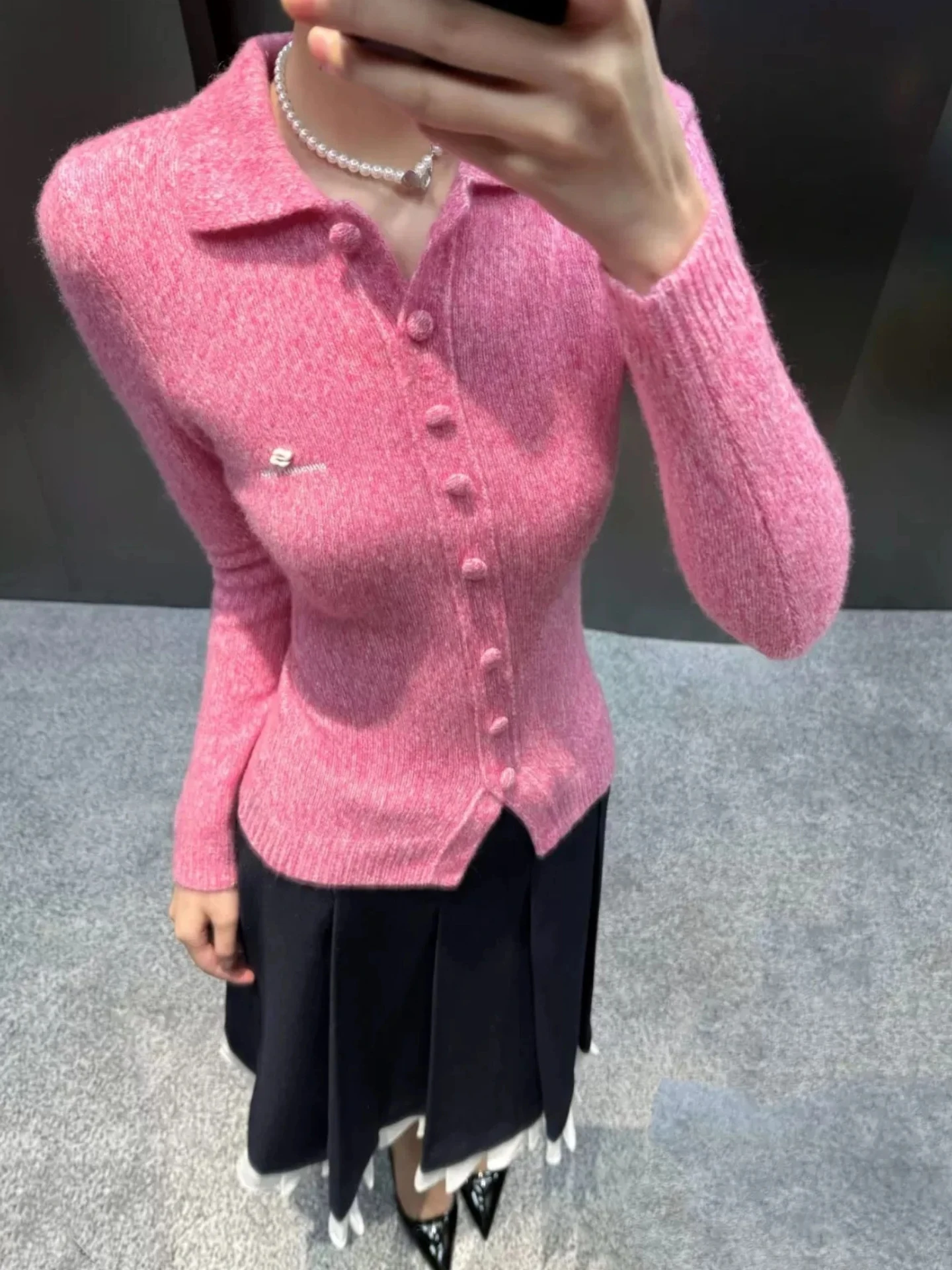 Sweet Stylish Knitted Open Cardigan Women's Slim Fit Versatile Top Iceyy Design Casual Autumn Long Sleeve Polyester Wool Blend