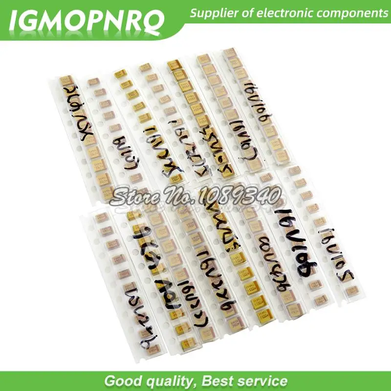 15Values SMD Tantalum capacitor assortment kit 1uf-220uf A/B Case Tantalum capacitor set 1UF 2.2UF 4.7UF 10UF 47UF capacitors