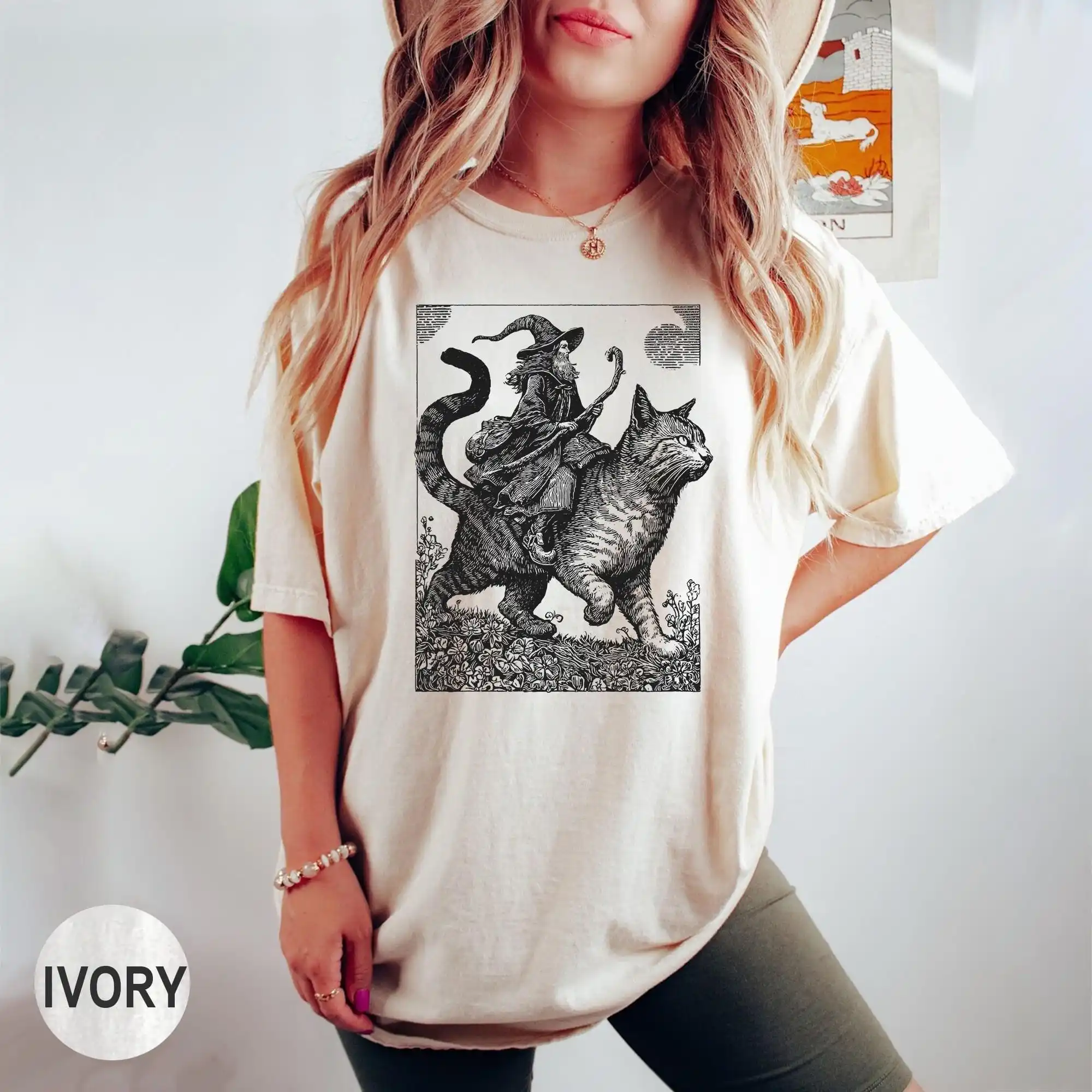 Witch Cat Rider Colors Shirt, Retro Graphic Tee