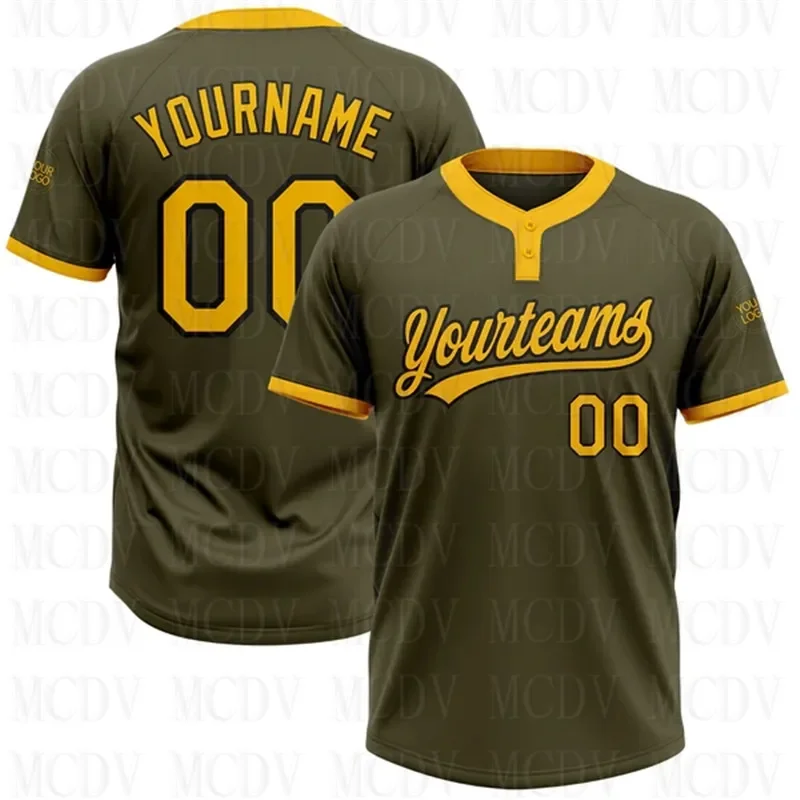 Custom Olive Vegas Gold-Camo Salute To Service Two-Button Unisex  3D Printed Team Name Number Jerseys Sports Wear Adult Youth