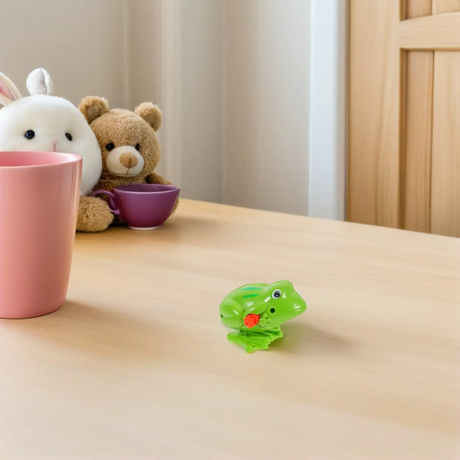 3Pcs Clockwork Frog Bouncy Children Gift Plastic Tactile Skills Cognition Imagination Green Clockwork Spring Frog