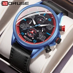 BORUSE New Mens Watches Top Brand Luxury Men Wrist Watch Leather Quartz Watch Sports Waterproof Male Clock Relogio Masculino+Box