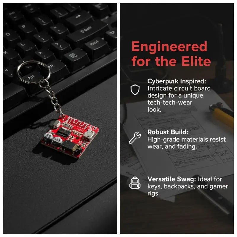 Circuit Board Keychain Vintage PCB Metal Key Ring Cool Retro Tech Accessory for Car Keys Backpack Decor Perfect Gift for Engine