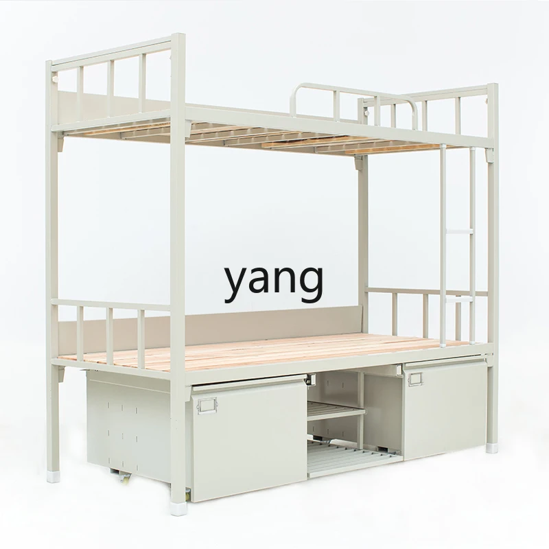 Yjq Upper and Lower Bunk Height Single Double Iron Bed Iron Thickened Steel Frame Folding Bed