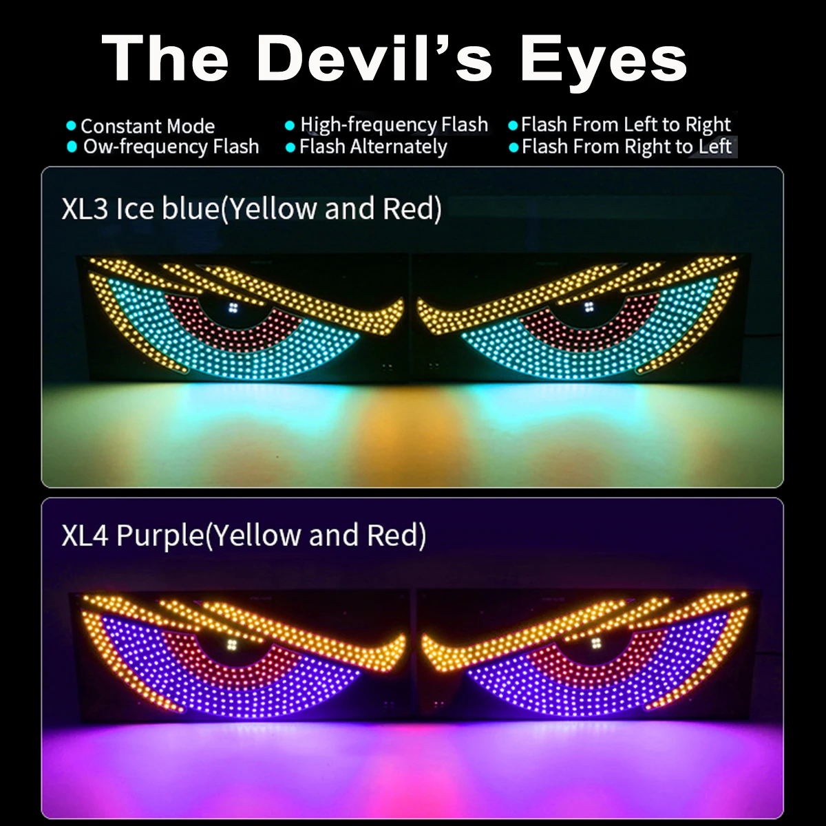 

5V USB Windshield Dynamic LED Light Blinking Demon Eyes Lamp Plug & Use For Front & Rear Window 12V-36V Car Truck Decorate Light