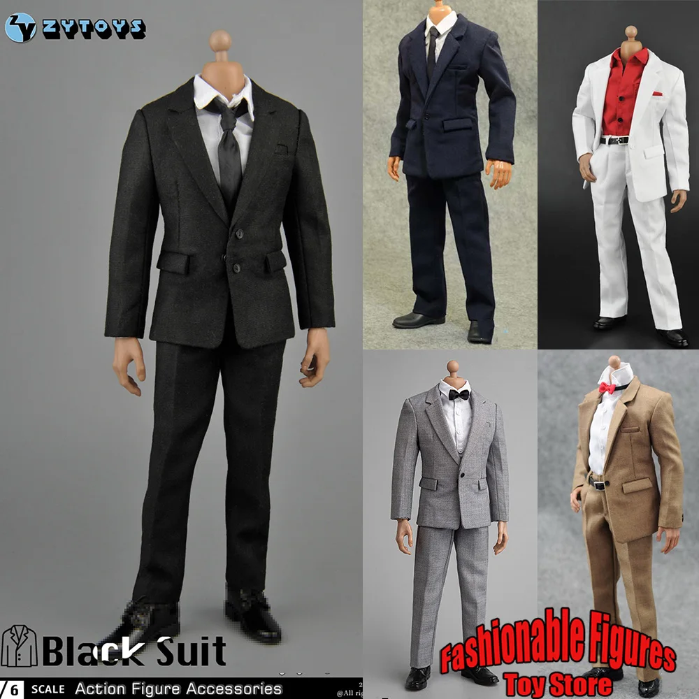 5 Color 1/6 Men Soldier Blazers Sets Office Gentleman Shirt Pants Business Leacther Shoes Clothing Set For 12