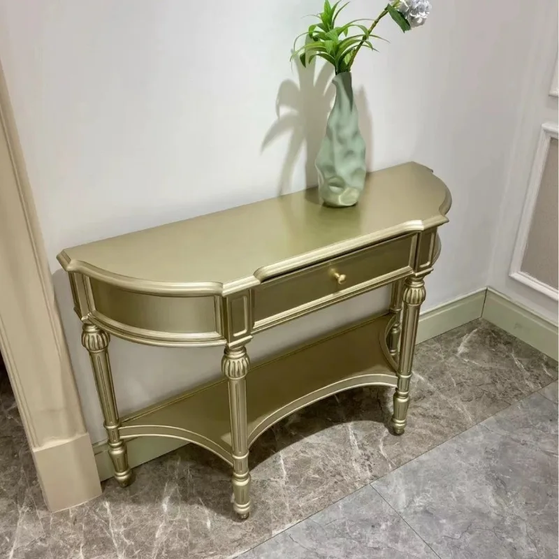 

table corridor light luxury cabinet French retro shelf solid wood narrow strip table