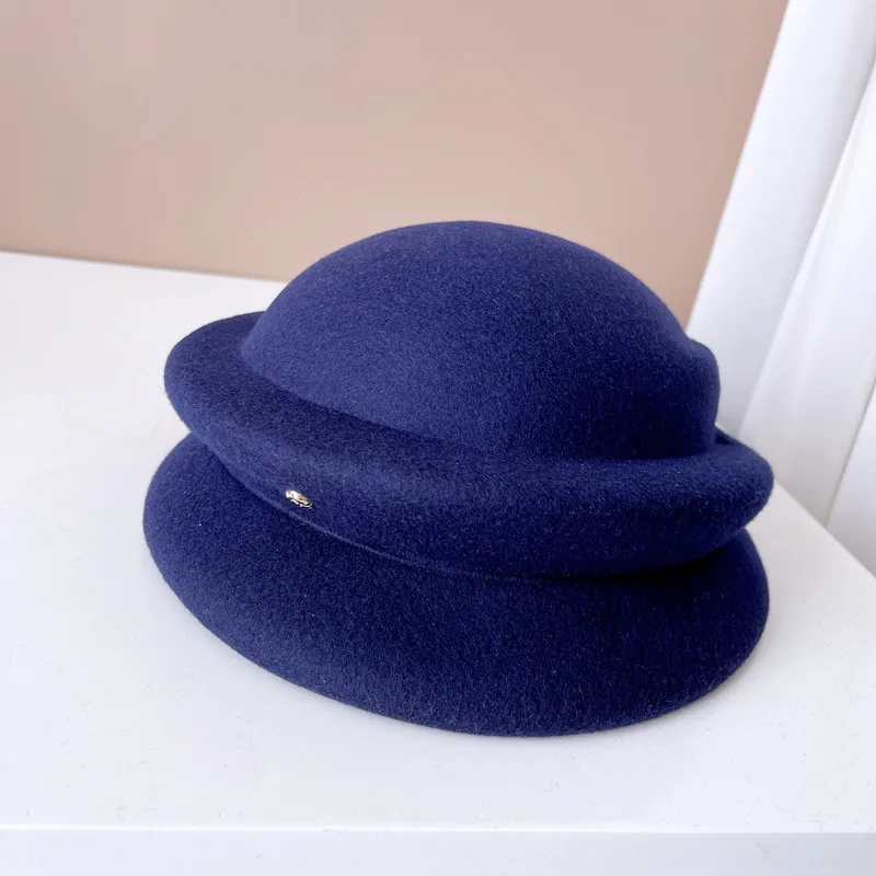 Boutique Australian wool beret High quality handcrafted three-mold Painter\'s hat Elegant fashion ladies dinner top hat