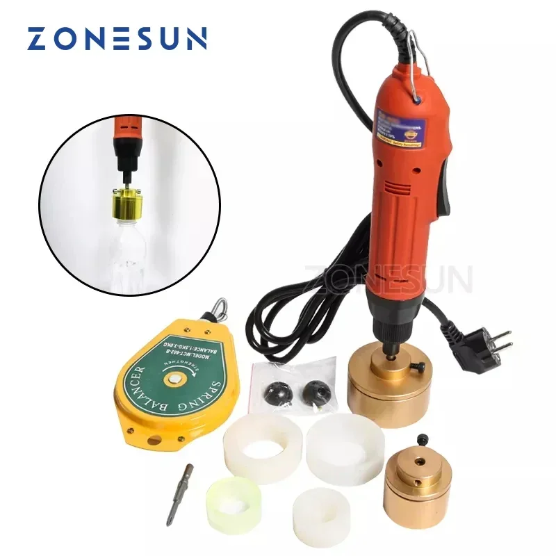 ZONESUN 28-32mm Automatic Electric Capping Machine Plastic Bottle Capper Portable Cap Screwing Machine Electric Sealing Machine