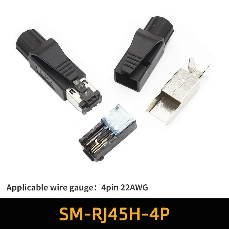 1pc Industrial Ethernet RJ45 4Pin/8Pin Crystal Head for Industrial Network 22AWG~26AWG Profinet/Ethercat Network Cable Connector