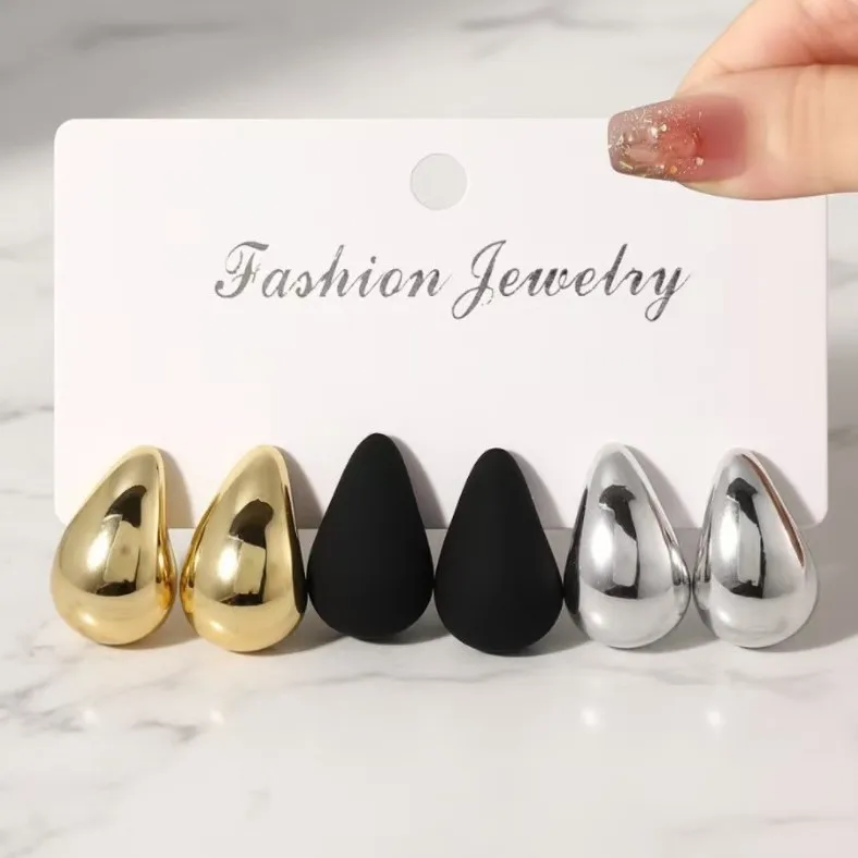 Women's Trendy Acrylic Teardrop Stud Earring Set