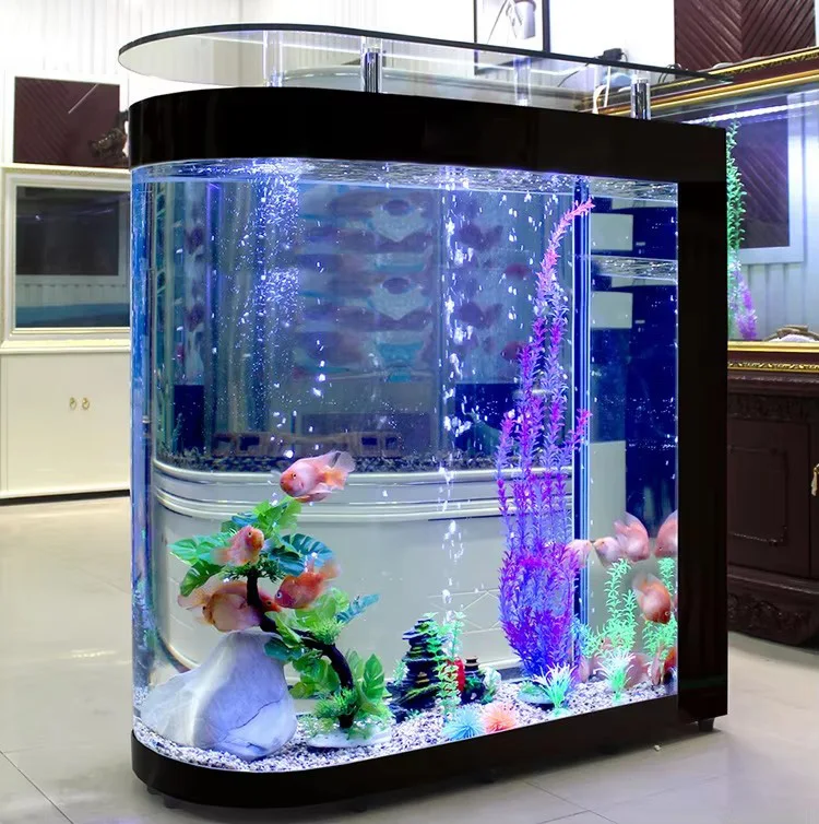 

Large Screen Modern Luxury Eco-Friendly Living Room Partition Bullet Goldfish Tank Aquarium 600L Ultra-White Glass Smart Hot