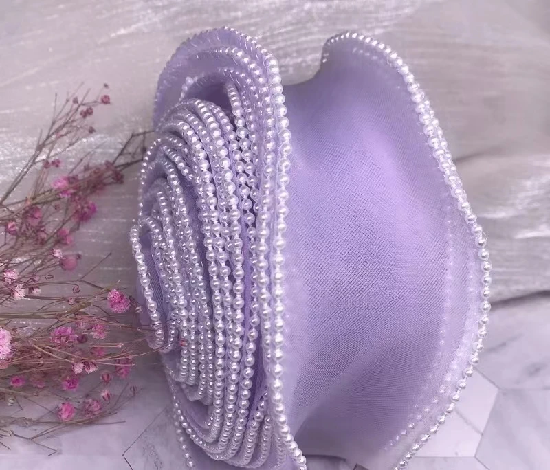 Beaded edge Organza Ribbons 5.5cm 2\