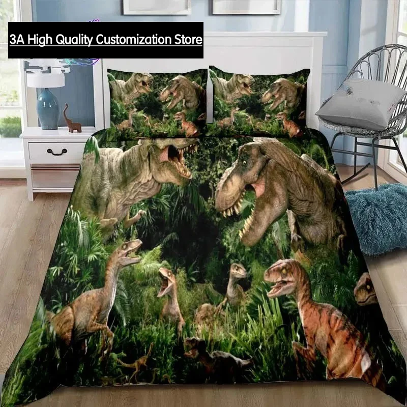 ديناصور الحديقة الجوراسية ثلاثية الأبعاد طباعة طقم سرير واحد التوأم كامل الملكة الملك الحجم طقم سرير الكبار بنين غرفة نوم الفراش هدية #5