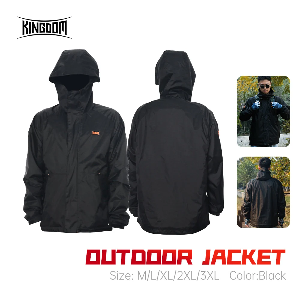 Kingdom Outdoor Waterproof Windbreaker Thermal Jackets Hooded Sports  Camping Climbing Outdoor Rain Coat Unisex Portable Clothes