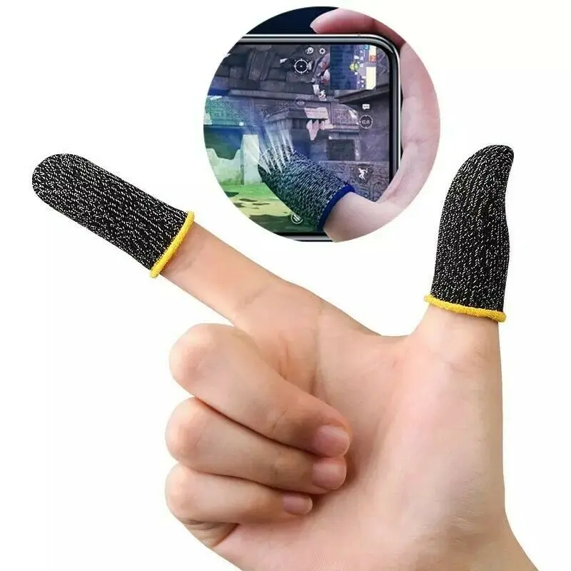 Funda de dedo para juegos súper delgada, puntas de los dedos transpirables para juegos móviles Pubg, pantalla táctil, 1 par