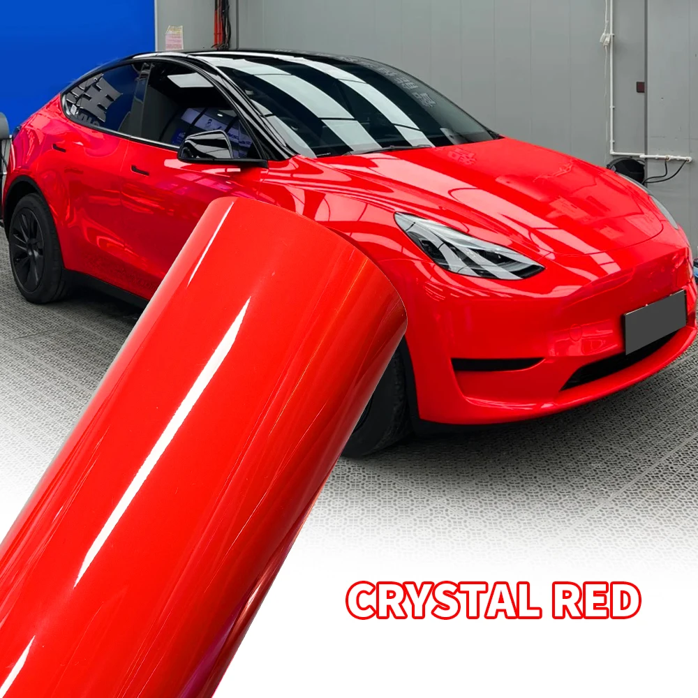 

Яркая глянцевая красная виниловая пленка для автомобиля, наклейки для изменения цвета, пленка для авто упаковки, без пузырьков, виниловые наклейки, автомобильные аксессуары