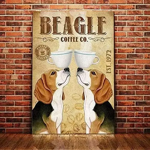 Metal Sign Beagle Coffee Co. Sign Vintage Signs Retro Aluminum Tin Sign for Kitchen Home Office Bar Cafe Decor 8x12 Inches  sign