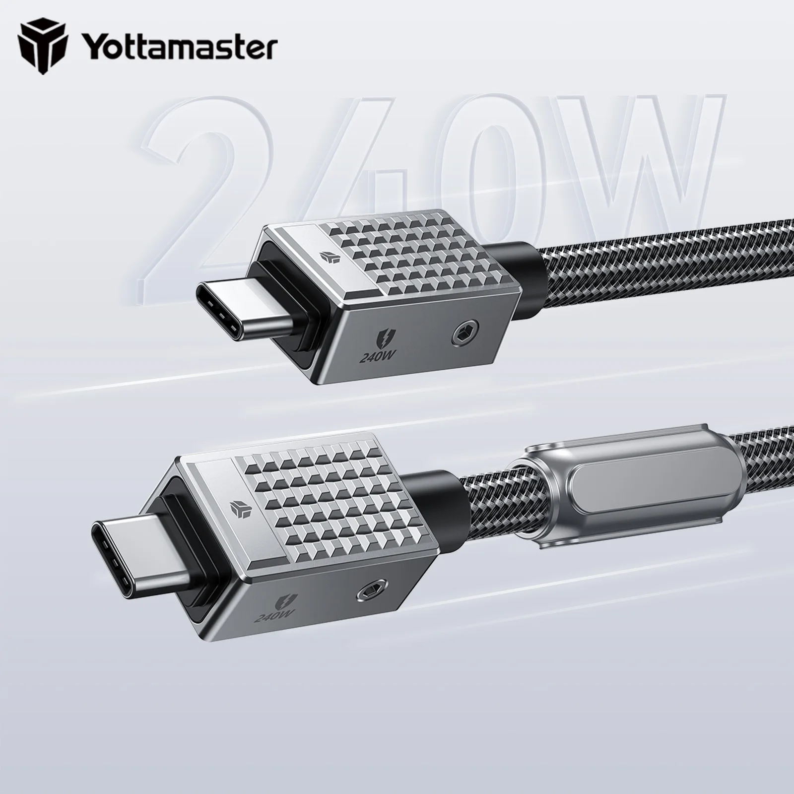 Yottamaster Zinc Alloy Weaving PD 240W 40Gbps Quick Charge Cable for Laptop, Tablet, Phone PD240W QC3.1 48V/5A(MAX) 8K@60Hz