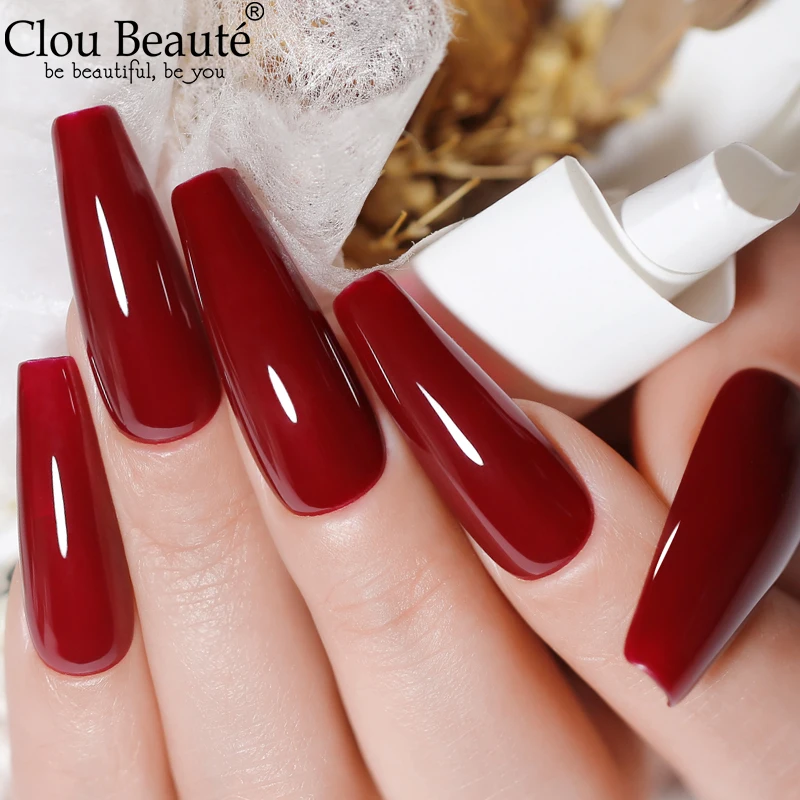 Clou Beaute 15 مللي جل البولندية فيرنيس شبه دائم بولي يوريثان/هيما قاعدة مجانية معطف فوقي UV نقع قبالة مسمار الفن مانيكير جل مسمار اللون الأحمر #1