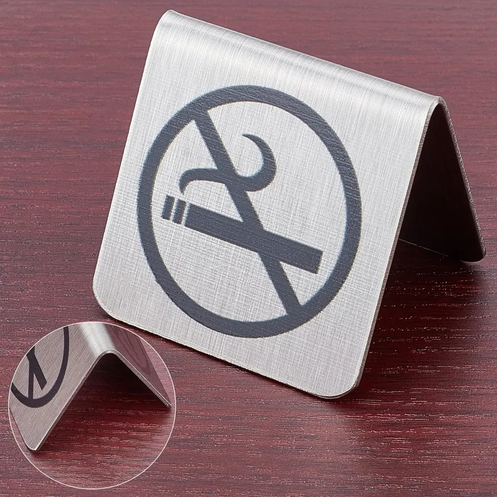 6 قطعة الفولاذ المقاوم للصدأ لا التدخين الجدول تسجيل حجز لوحة لافتات علامة تحذير لا التدخين علامة بطاقة فندق مكتب غير التدخين #4