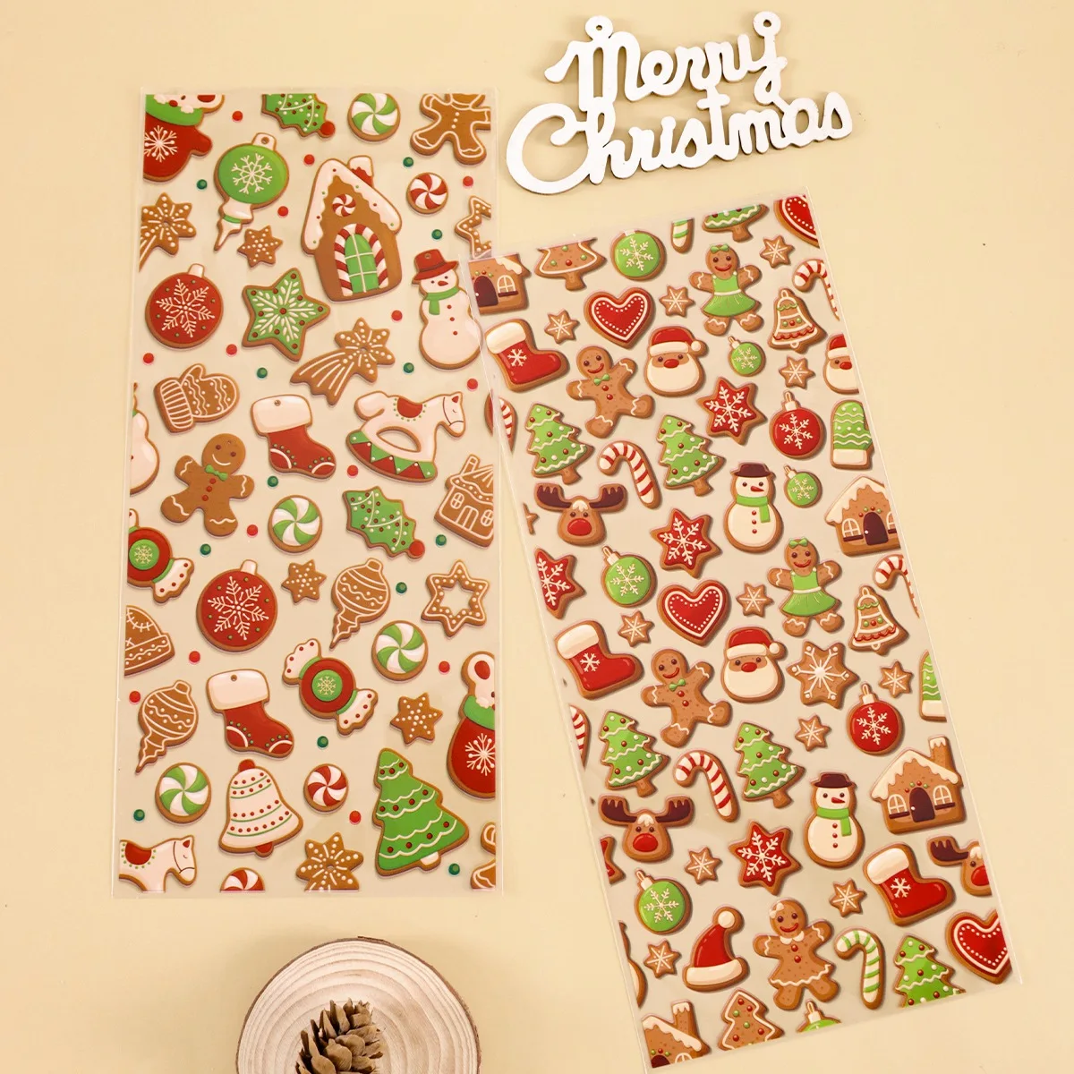 25/50/100 Stück Frohe Weihnachten Geschenktüte Lebkuchenmann Weihnachtsgeschenke Muster Partybevorzugungstaschen 2025, Navidad Weihnachtsdekoration – Detail 4