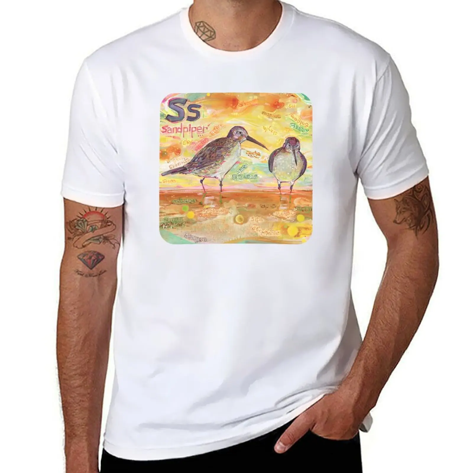 

S Is for Sandpiper T-Shirt t shirts for man slim fit cotton t shirt man T-Shirt