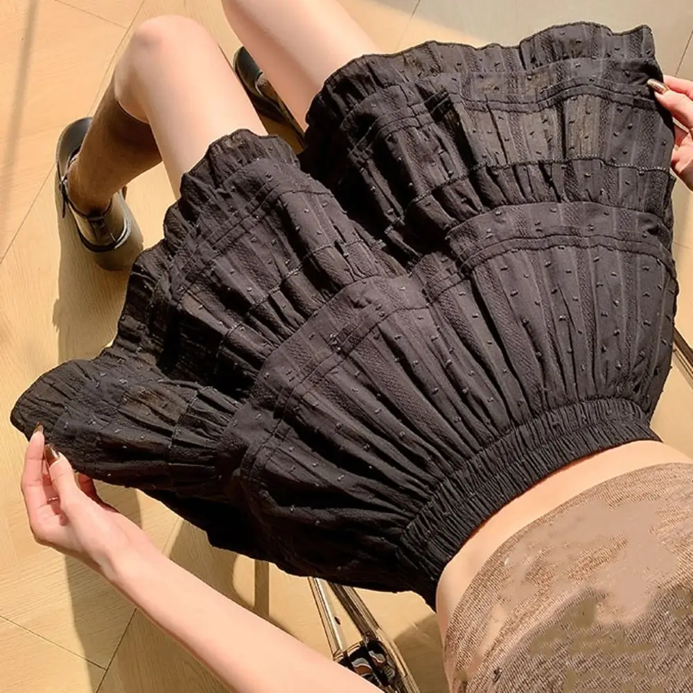 ファッションドット柄ショートミニスカートティアードAラインハイウエストケーキスカートショートドレスプリーツミニスカートガールプレッピー