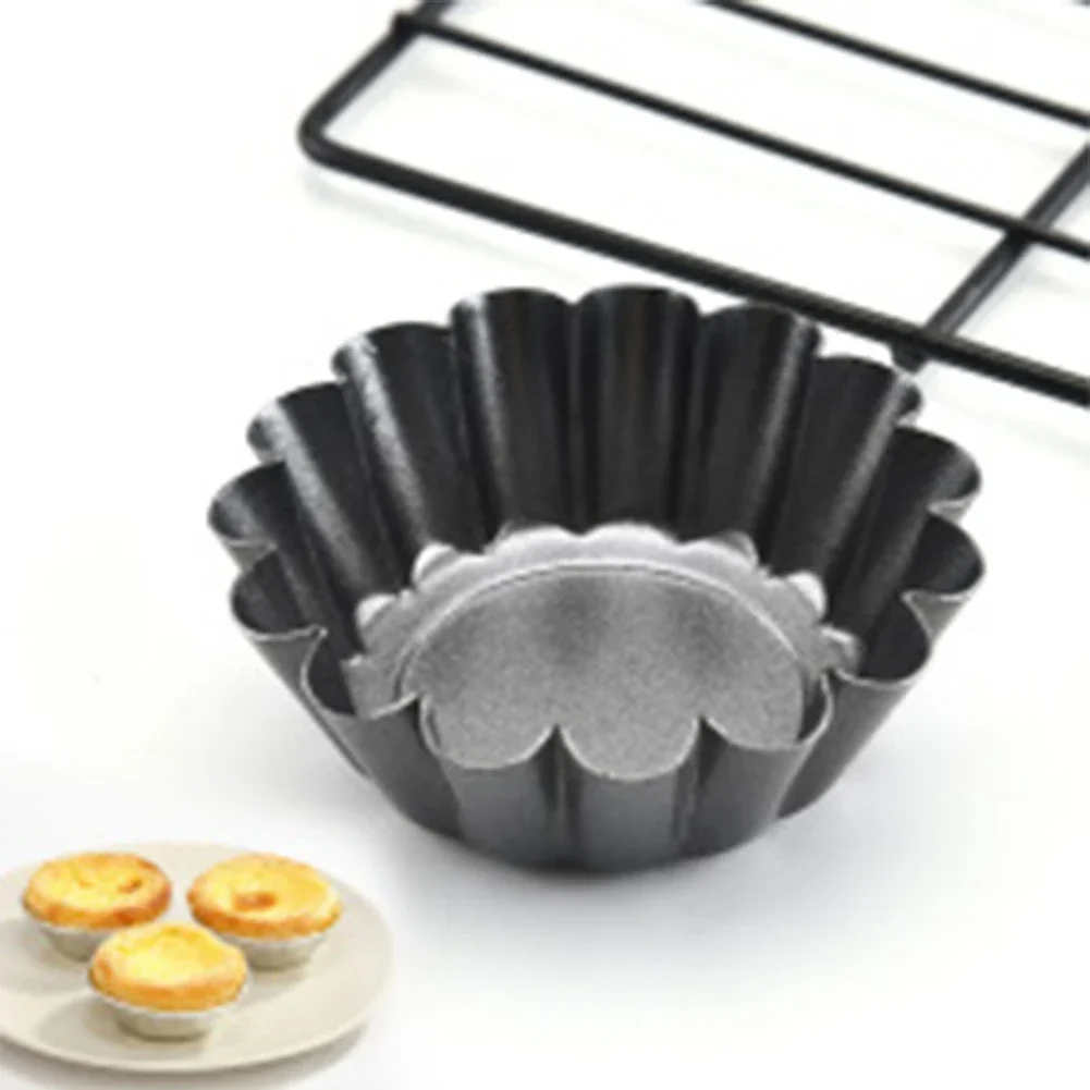 10pcs Premium Carbon Steel Tart Tins: Sturdy,Effortless Release Bakeware Non-stick Baking Tools Household Kitchen Supplies