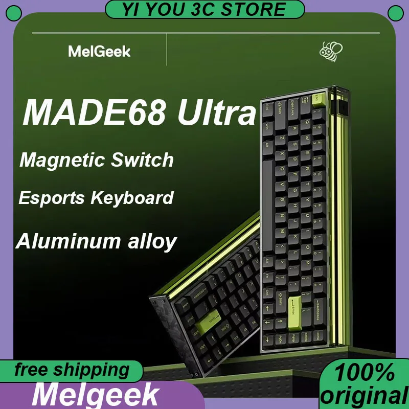 MELGEEK MADE68 Ultra Magnetic Switch Wired Keyboard Aluminum Alloy Lightweight PC Gaming Laptop Gamer Accessories Keyboards