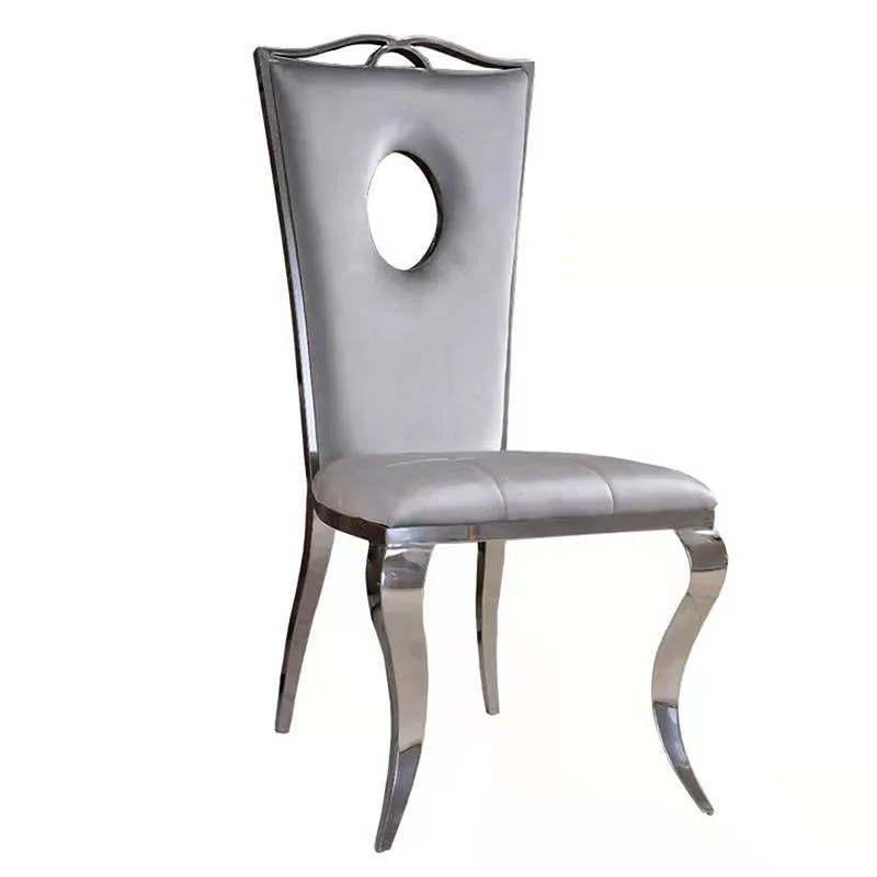 

Light luxury European titanium sealing glaze stainless steel chair Hotel restaurant model dining chair
