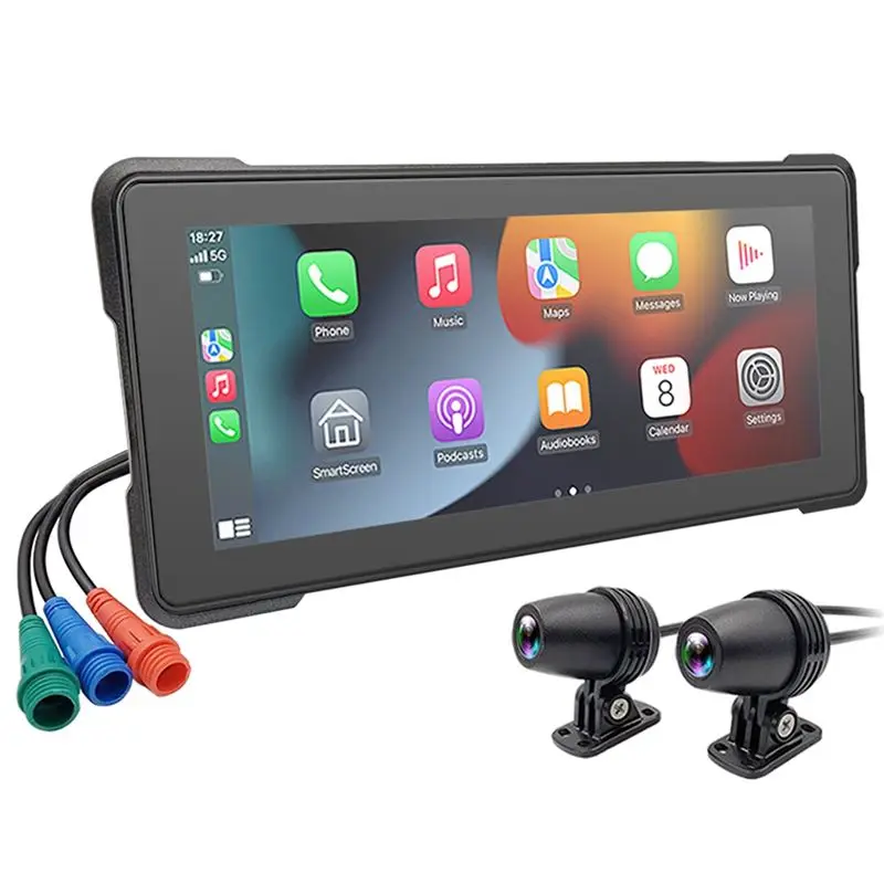 

Precision 6.86 Inch Portable Motorcycle DVR Wireless Carplay Android Auto Touchscreen Waterproof Monitor GPS Navigation Dash Cam