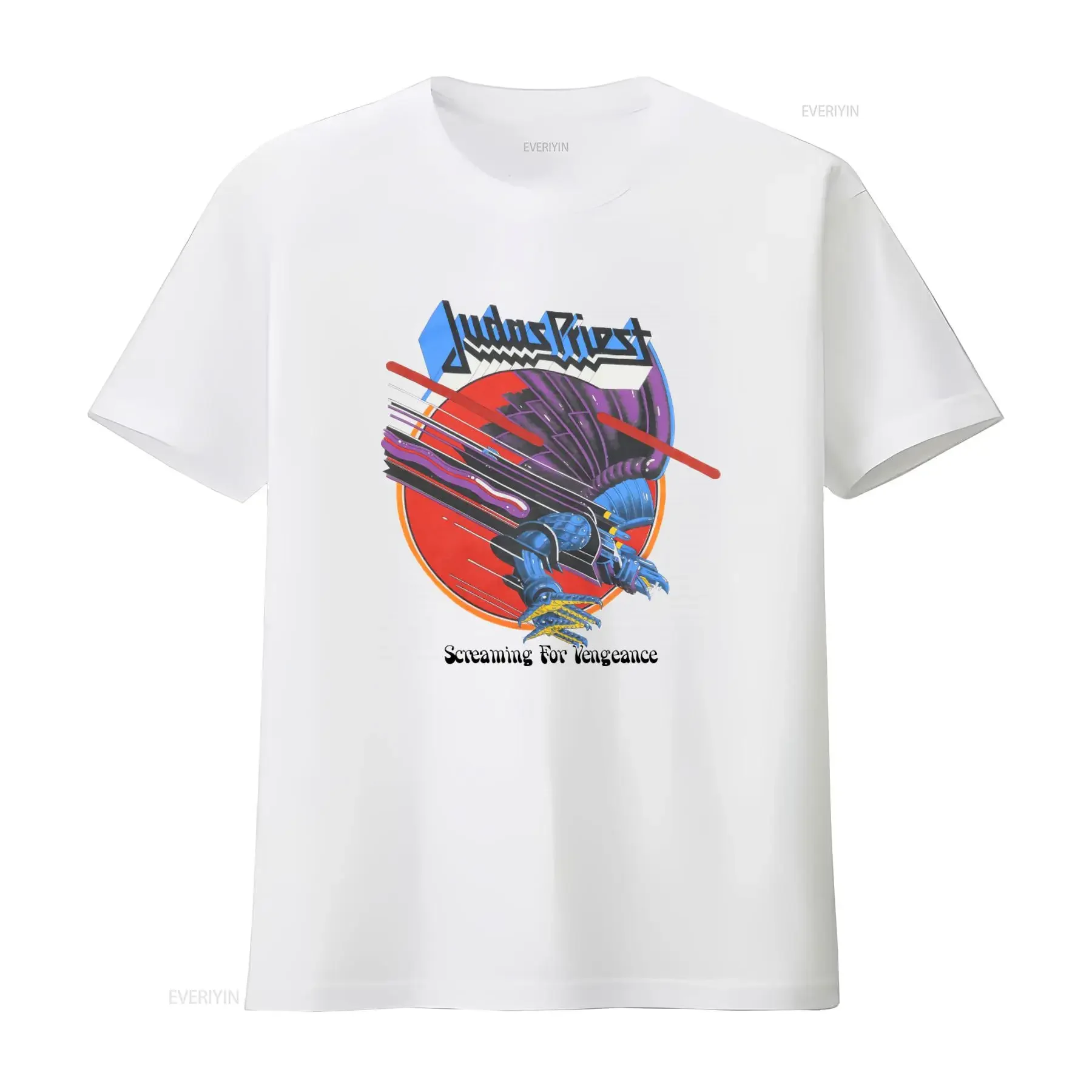 Judas Priest 80s Screaming For Vengeance Vintage T Shirt Men Rock Band  vintage Washed Stretched fashion graphic Breathable