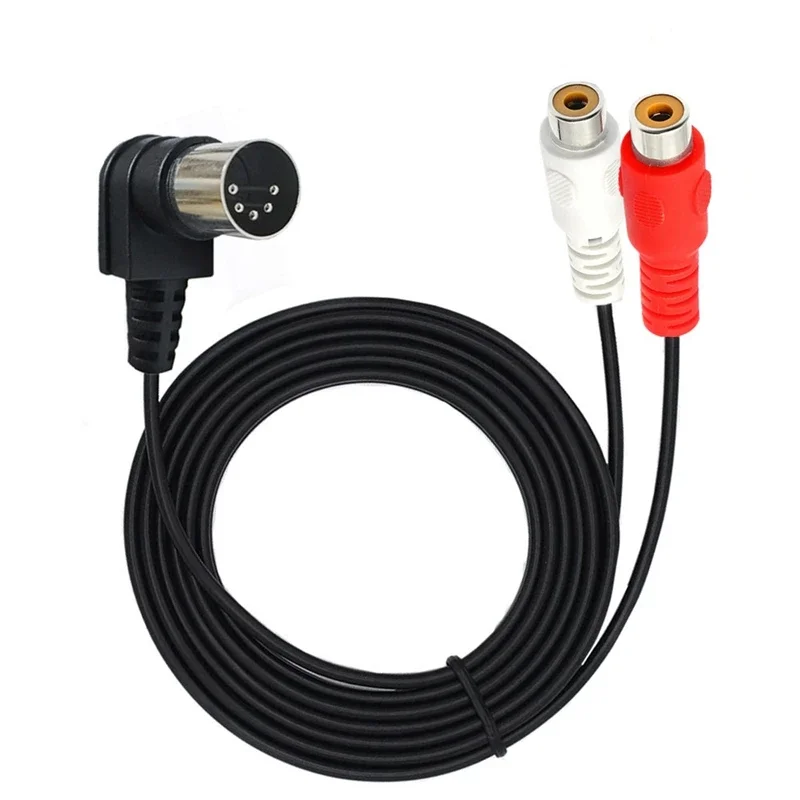 90 Degree Right 5Pin DIN Male MIDI Cable To 2 Dual RCA Male Plug Adapter 5pin 2RCA Audio Cord For Naim Quad Stereo System Speak