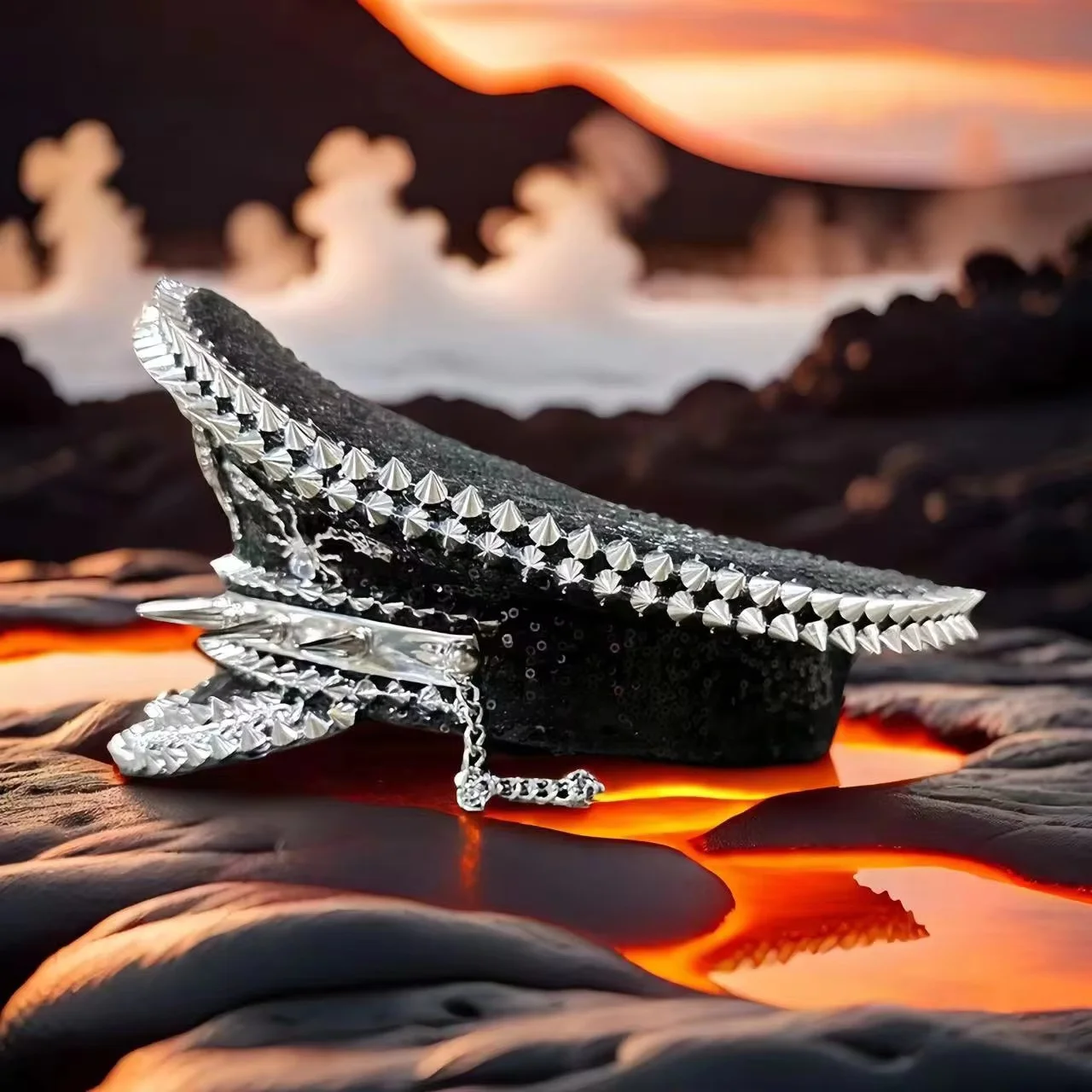 HongLuan – chapeau de capitaine à boucle en cuir jaune Laser, casquettes militaires et strass pour femmes, accessoires de Festivals Rave et casquette de fête pour hommes