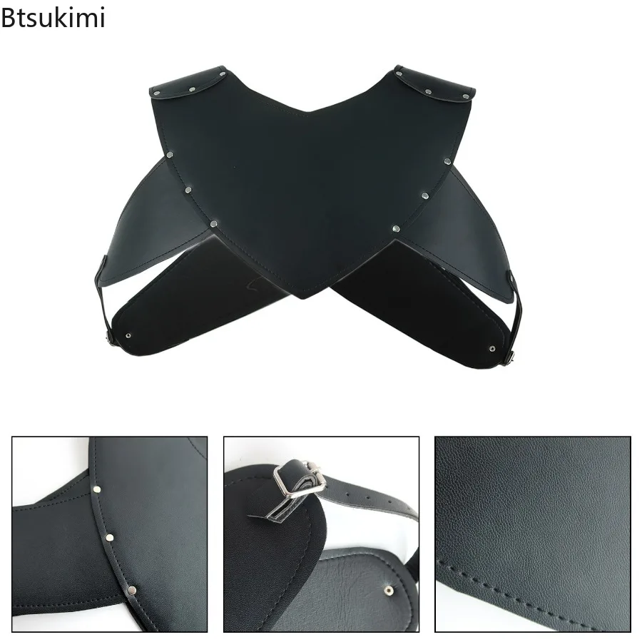 

Medieval Viking Knight Warrior PU Leather Shoulder Armor Breastplate Renaissance Viking Gladiator Dress Up Warrior Leather Armor