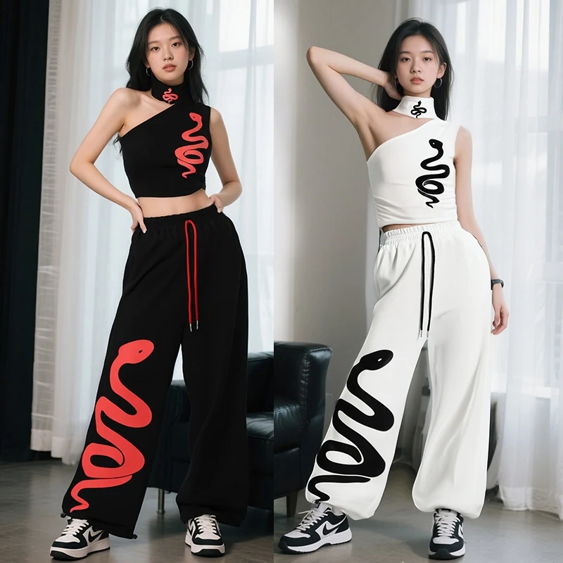 2025 Kinder Jazz Dance Kostüm Mädchen Crop Tops Hosen Hip Hop Kleidung Kpop Street Wear Y2K Kleidung Bühne Leistung Anzug BL15836