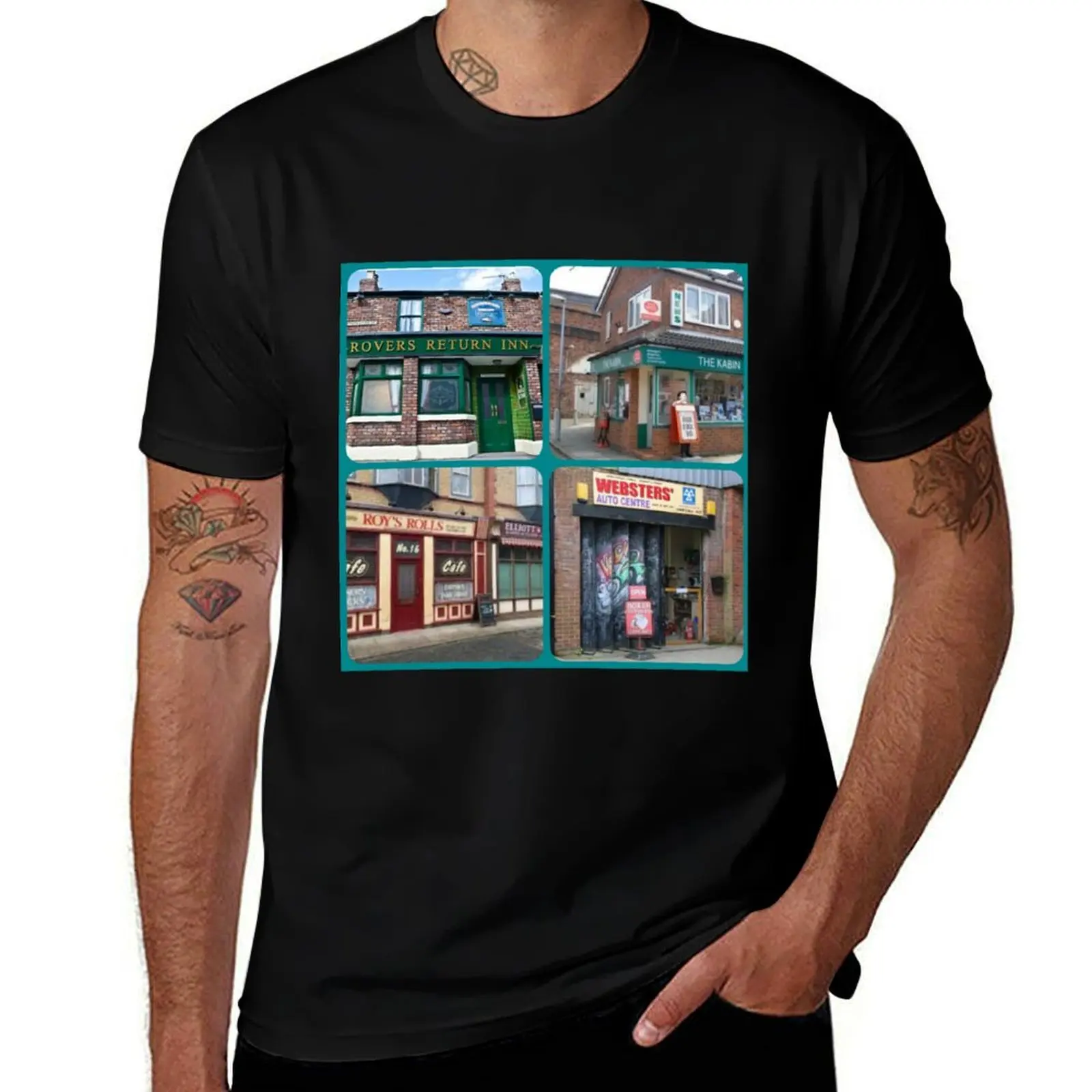 Corrie iconic buildings T-Shirt hippie clothes anime graphic t shirts baggy shirts cotton t shirt men