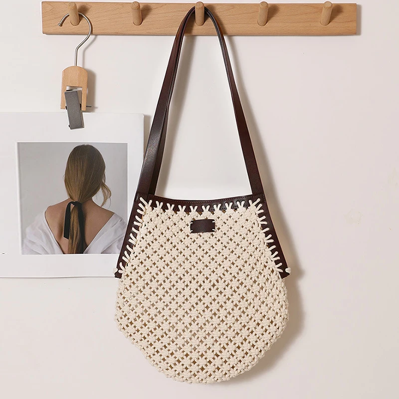 Summer Collection Slim Beach Bags For Women Luxury Designer Handbag And Purse 2026 New In Polyester Hand-Woven Underarm Shoulder