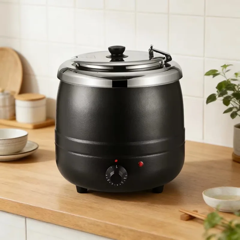 Black iron soup pot hot pot warmer catering buffet 10L stainless steel electric soup pot