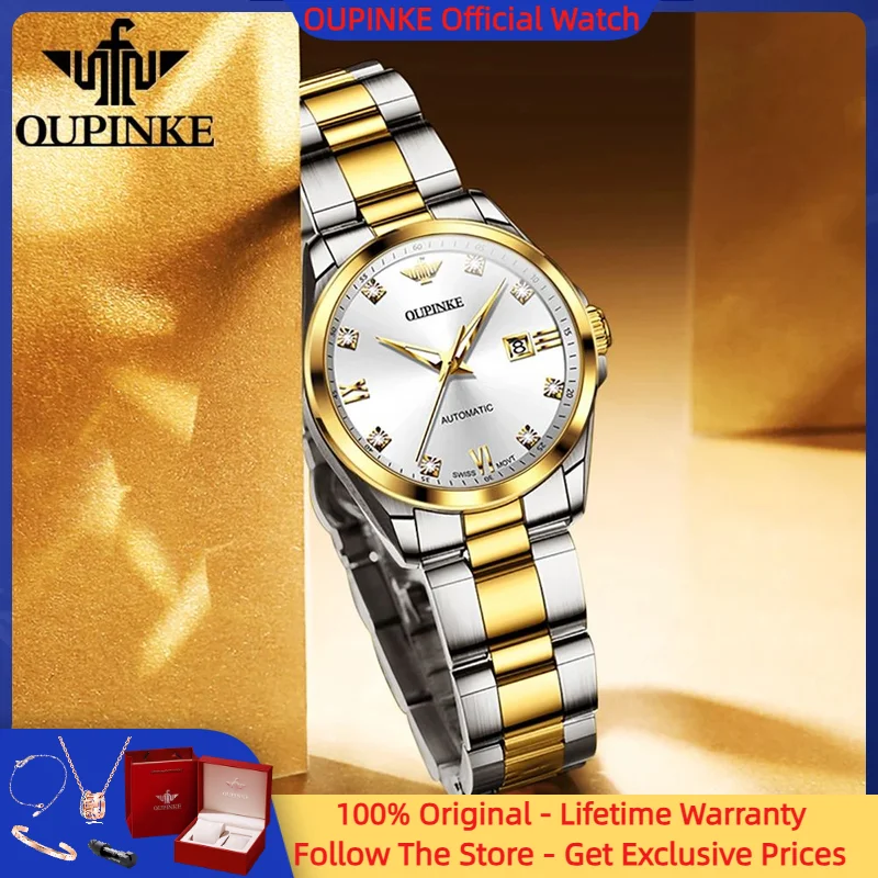 

OUPINKE 3199 High end Women Watch Brand Imported Swiss Movement Mechanical Watch HD Sapphire Mirror Waterproof Women Watch Gift