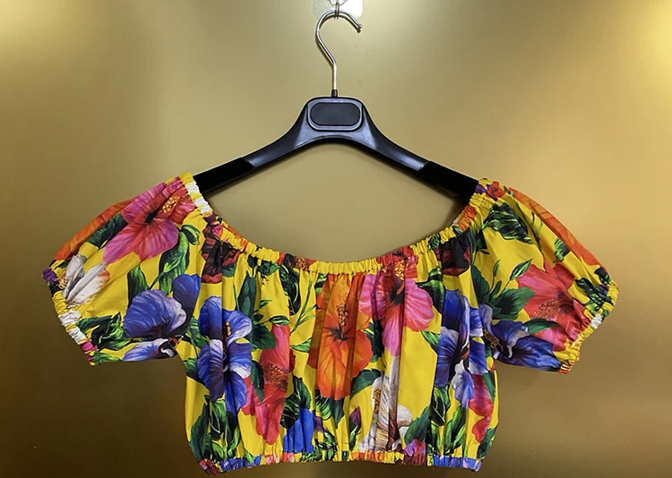 Seifrmann Casual printed cotton two-piece round neck short-sleeved top high waist skirt suit 2026 summer new women's clothing