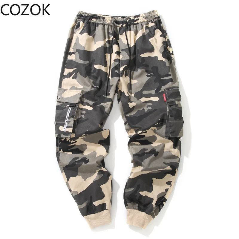 Pantalones Cargo de camuflaje de talla grande 8XL, pantalones para correr para hombre, pantalones de chándal de algodón de camuflaje del ejército de Hip Hop, pantalones Cargo Ankel con bolsillos grandes para hombre