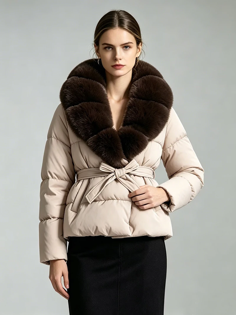 ZADORIN Trendy Women Winter Padded Coat Faux Fur Collar Belted Mid Long Thick Warm Puffer Jacket Woman Parkas Elegant Outerwear