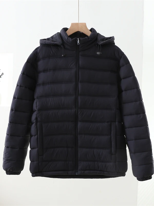 

Мужская хлопковая куртка большого размера на осень-зиму, повседневная верхняя одежда с капюшоном для деловых поездок, свободное хлопковое пальто