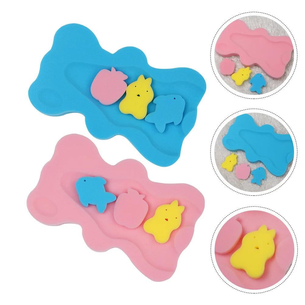 

2Pcs Baby Bath Sponge Cushions Non-Skid Stable Durable Newborn Anti-Slip Mats Comfortable Lying Sitting Gift Sponge Mat