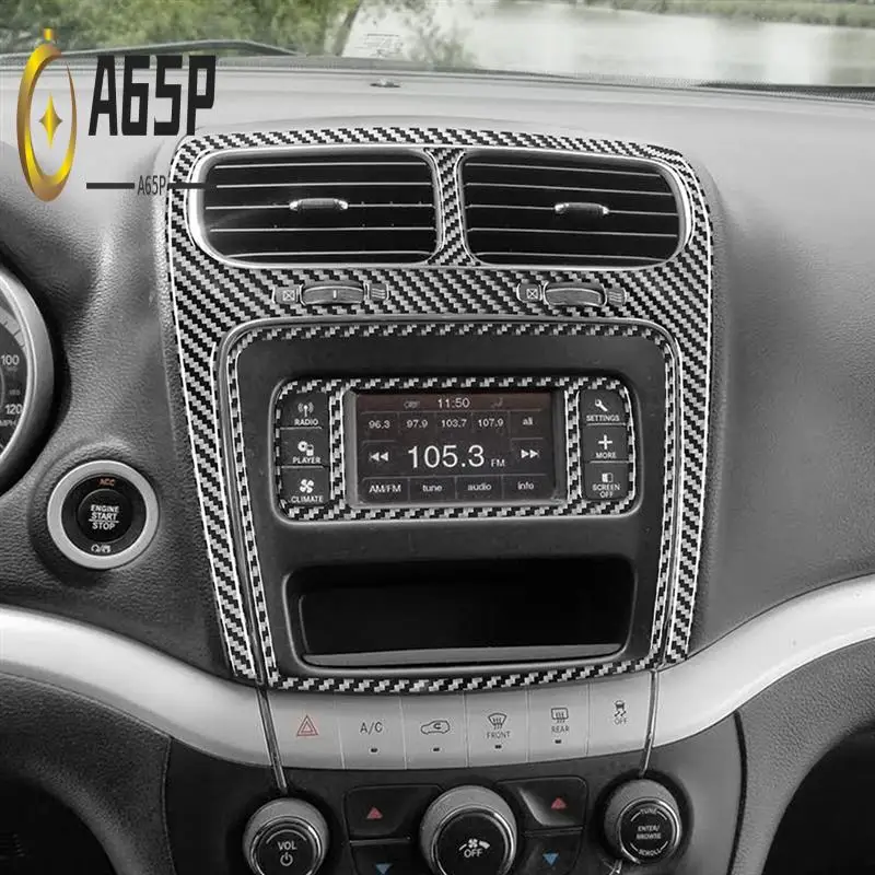 

A65P-Carbon Fiber For Dodge Journey 2011-2017 Center Air Vent Multimedia Radio Trim Frame Sticker Cover Interior Accessories
