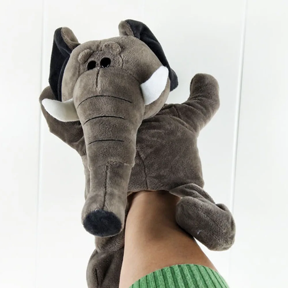 Presente de pelúcia macio infantil crianças elefante cinza brinquedo de pelúcia fantoche de mão