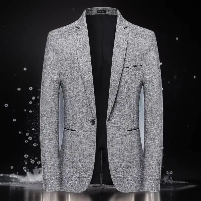 

Men's Outfits Navy Black Gray Blazer Slim Fitting Outfits Notched Collar Single Button Design Suit Jacket Male Smart Coats