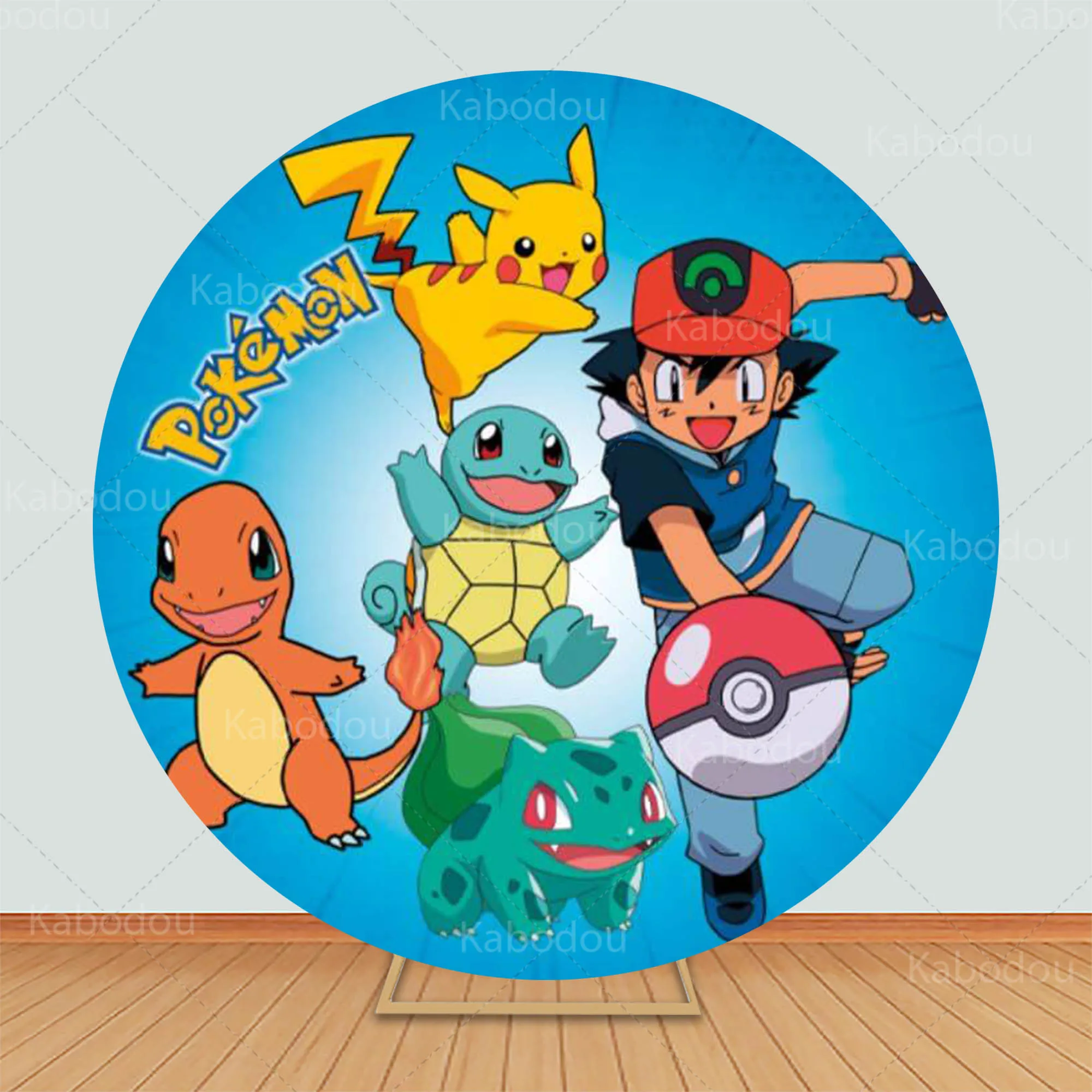 Pokemon Round Backdrop Kids Boys Birthday Party Decoration Cartoon Photography Background Baby Shower Circle Poster Studio Prop